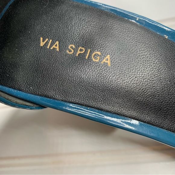 Via Spiga Blue Patent Leather Sandals - Picture 6 of 10